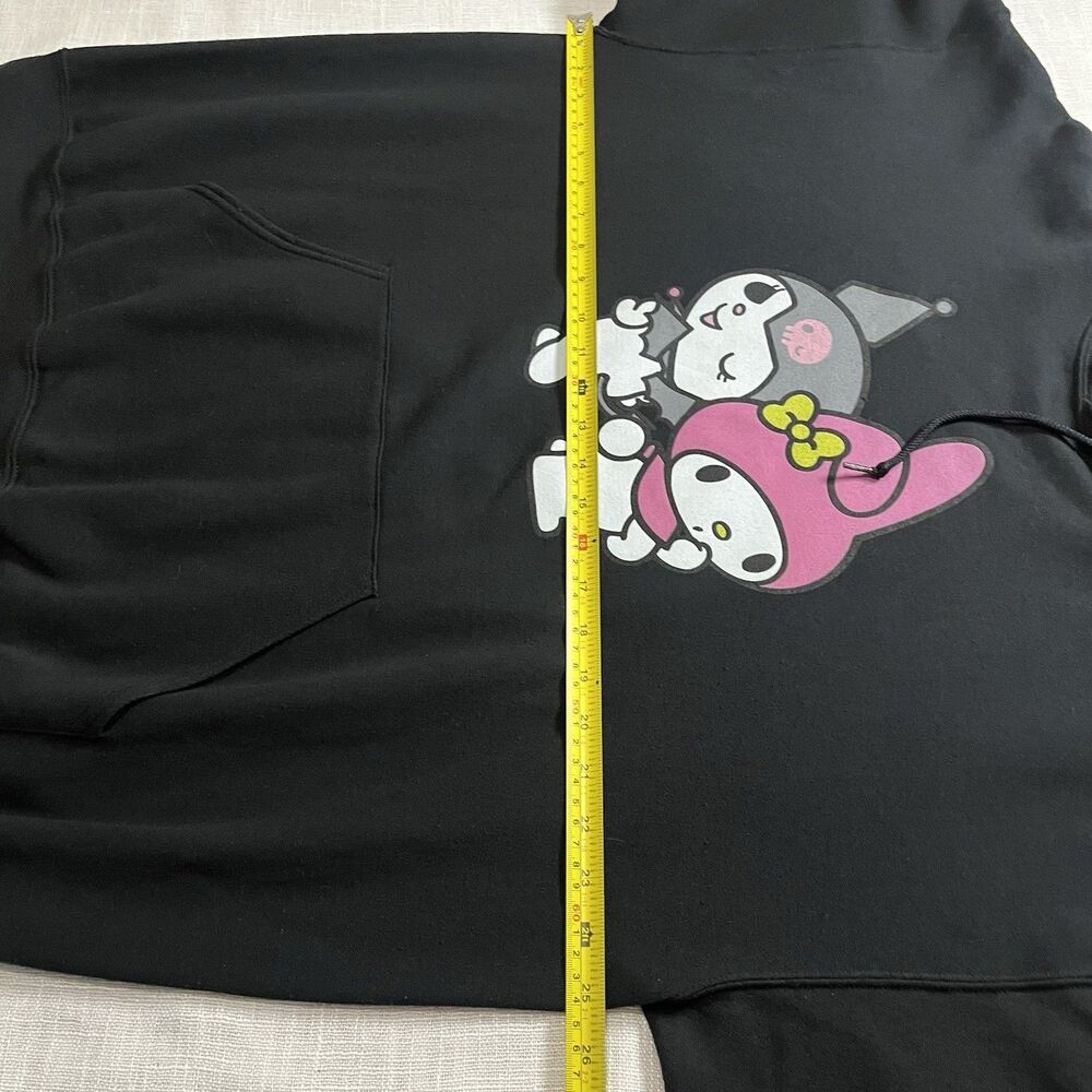 Sanrio My Melody Kuromi Hoodie Sweatshirt XL Black Kangaroo Pocket Oversize Y2K - Picture 8 of 12